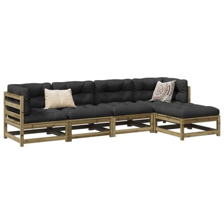 Salon de jardin 5 pcs avec coussins bois de pin imprégné 509377509377
