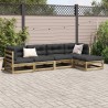 Salon de jardin 5 pcs avec coussins bois de pin imprégné 509377509377