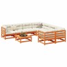 Salon de jardin 9 pcs marron cire bois de pin massif 509378509378