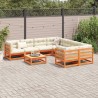 Salon de jardin 9 pcs marron cire bois de pin massif 509378509378