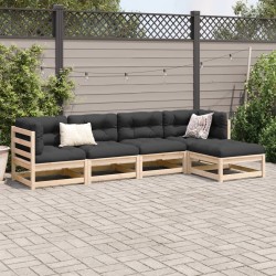 Salon de jardin 5 pcs avec coussins bois de pin massif 509384509384