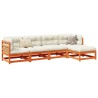 Salon de jardin 5 pcs avec coussins cire marron bois pin massif 509385509385