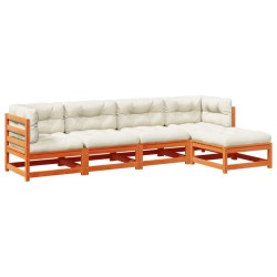 Salon de jardin 5 pcs avec coussins cire marron bois pin massif 509385509385