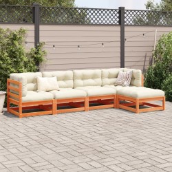 Salon de jardin 5 pcs avec coussins cire marron bois pin massif 509385509385
