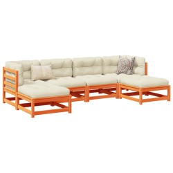 Salon de jardin 6 pcs avec coussins cire marron bois pin massif 509392509392