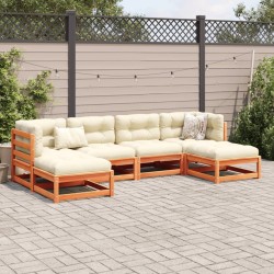 Salon de jardin 6 pcs avec coussins cire marron bois pin massif 509392509392