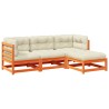 Salon de jardin 4 pcs avec coussins cire marron bois pin massif 509394509394