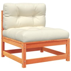 Salon de jardin 4 pcs avec coussins cire marron bois pin massif 509394509394