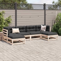 Salon de jardin 6 pcs avec coussins bois de pin massif 509395509395