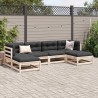 Salon de jardin 6 pcs avec coussins bois de pin massif 509395509395