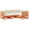 Salon de jardin 4 pcs avec coussins cire marron bois pin massif 509396509396