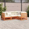 Salon de jardin 4 pcs avec coussins cire marron bois pin massif 509396509396