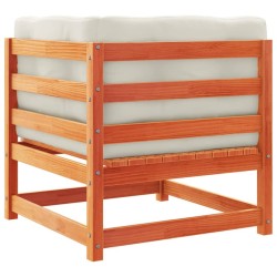 Salon de jardin 4 pcs avec coussins cire marron bois pin massif 509396509396