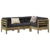 Salon de jardin 4 pcs avec coussins bois de pin imprégné 509397509397