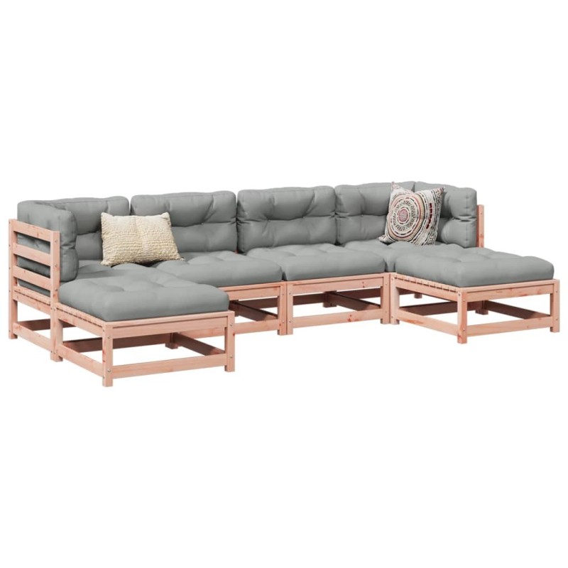 Salon de jardin 6 pcs et coussins bois massif sapin de douglas 509400509400