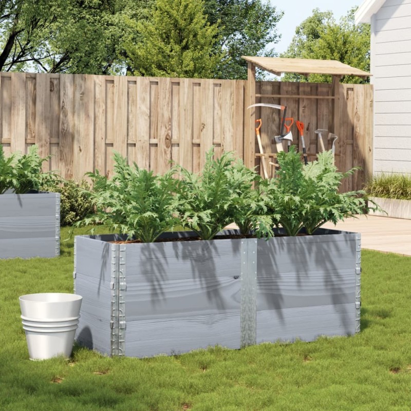 Jardinière gris 150x50 cm bois massif de pin 509403509403