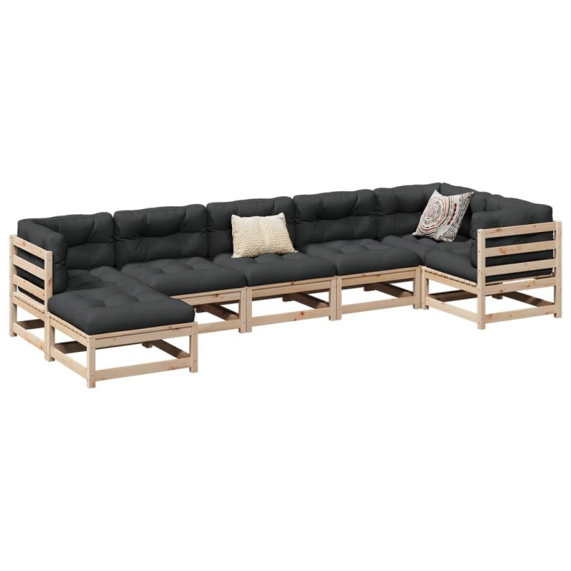 Salon de jardin 7 pcs bois de pin massif 509413509413