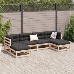 Salon de jardin 6 pcs avec coussins bois de pin massif 509414509414