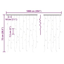 Rideau lumineux à glaçons LED 10m 400LED Blanc froid 8fonctions 509416509416