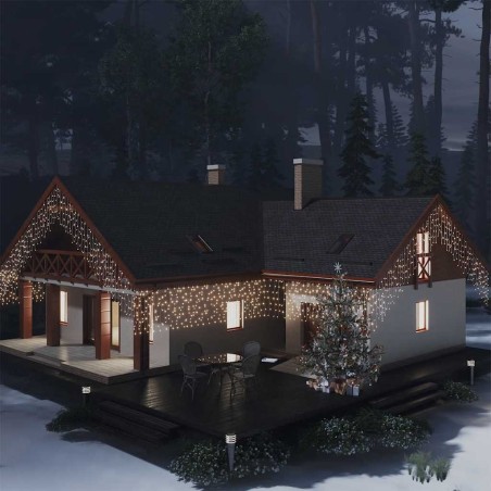 Rideau lumineux à glaçons LED 10m 400LED Blanc chaud 8fonctions 509425509425