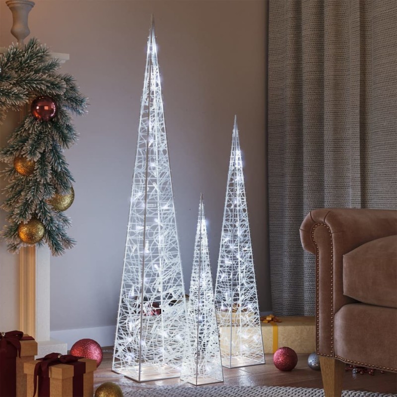 Jeu de cônes lumineux à LED Acrylique Blanc froid 60/90/120 cm 509437509437