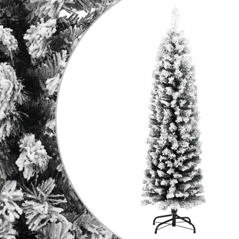 Sapin de Noël artificiel mince flocon de neige vert 120 cm PVC 509455509455