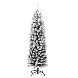Sapin de Noël artificiel mince flocon de neige vert 120 cm PVC 509455509455