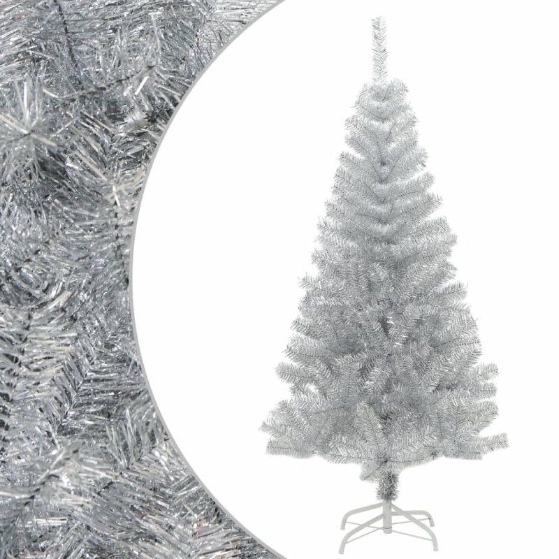 Sapin de Noël artificiel avec support argenté 120 cm PET 509458509458