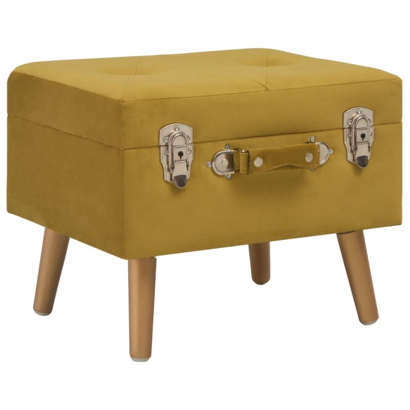 Tabouret de rangement 40 cm Jaune moutarde Velours 509464509464