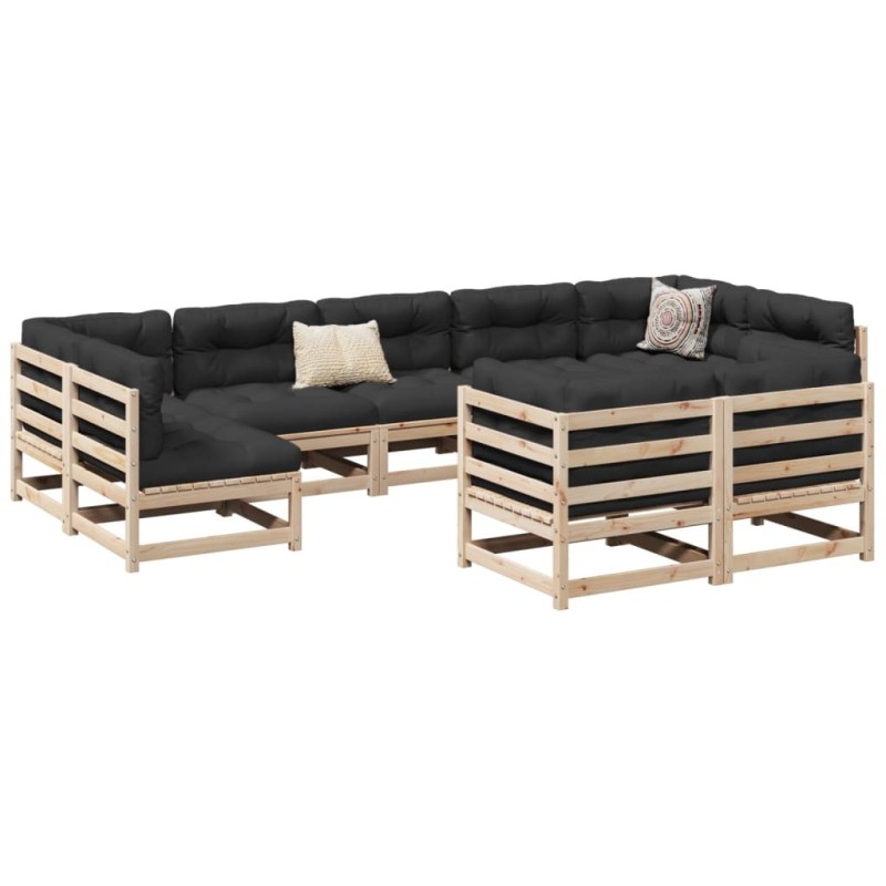 Salon de jardin 9 pcs bois de pin massif 509470509470