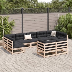 Salon de jardin 9 pcs bois de pin massif 509470509470