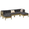Salon de jardin 6 pcs avec coussins bois de pin imprégné 509479509479