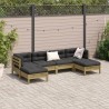 Salon de jardin 6 pcs avec coussins bois de pin imprégné 509479509479