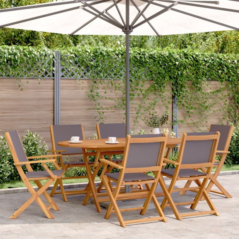 Chaises de jardin pliantes lot de 8 tissu et bois massif 509520509520