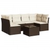 Salon de jardin avec coussins 7 pcs marron résine tressée 509552509552