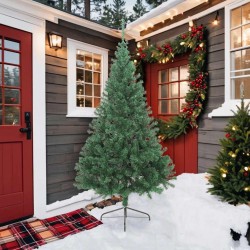 Sapin de Noël artificiel moitié avec support vert 210 cm PVC 509581509581