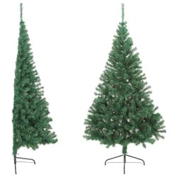 Sapin de Noël artificiel moitié avec support vert 210 cm PVC 509581509581