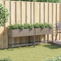 Jardinières avec étagère 2 pcs gris 90x40x75 cm résine tressée 509585509585