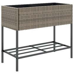 Jardinières avec étagère 2 pcs gris 90x40x75 cm résine tressée 509585509585