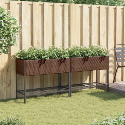 Jardinières avec étagère 2 pcs brun 90x40x75 cm résine tressée 509587509587