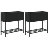Jardinières avec étagère 2 pcs noir 70x28x70 cm résine tressée 509592509592