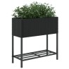Jardinières avec étagère 2 pcs noir 70x28x70 cm résine tressée 509592509592