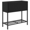 Jardinières avec étagère 2 pcs noir 70x28x70 cm résine tressée 509592509592
