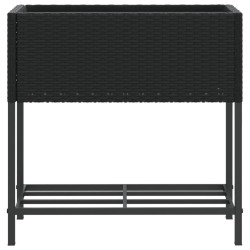 Jardinières avec étagère 2 pcs noir 70x28x70 cm résine tressée 509592509592