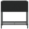 Jardinières avec étagère 2 pcs noir 70x28x70 cm résine tressée 509592509592