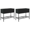 Jardinières avec étagère 2 pcs noir 90x40x75 cm résine tressée 509597509597