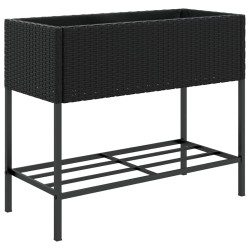 Jardinières avec étagère 2 pcs noir 90x40x75 cm résine tressée 509597509597