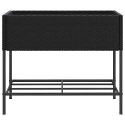 Jardinières avec étagère 2 pcs noir 90x40x75 cm résine tressée 509597509597