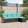 Salon de jardin 5 pcs avec coussins noir résine tressée 509629509629