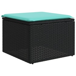 Salon de jardin 5 pcs avec coussins noir résine tressée 509629509629